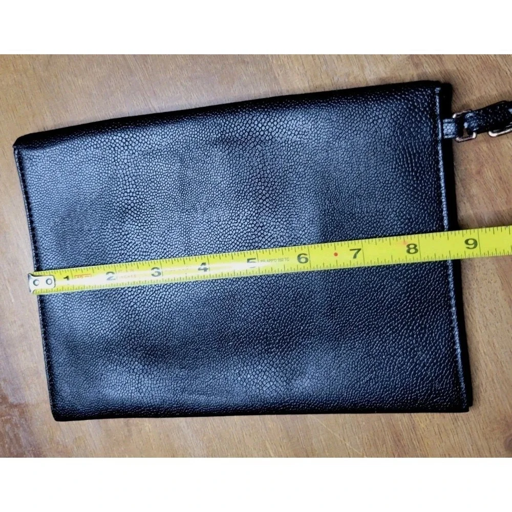 Stella & Dot Avalon envelope clutch wristlet in black with gold metal‎ accents